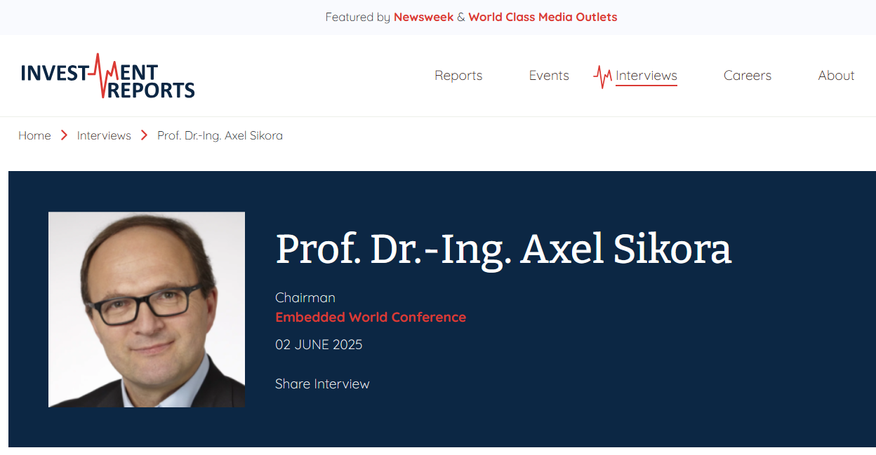 ein Bild von Prof. SIkora auf der Internetseite Investment Reports