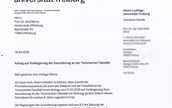 Ausschnit des Bestätigungsschreibens